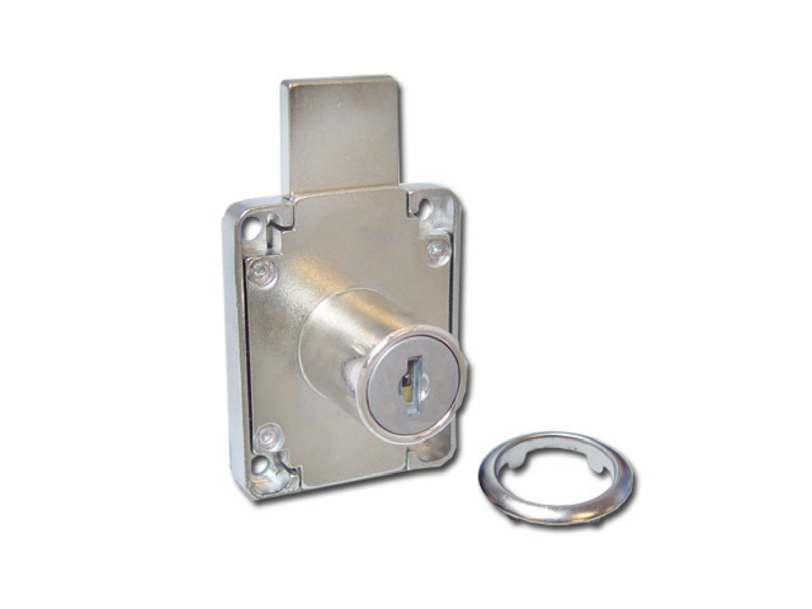 Two turns and long latch lock system for office furniture