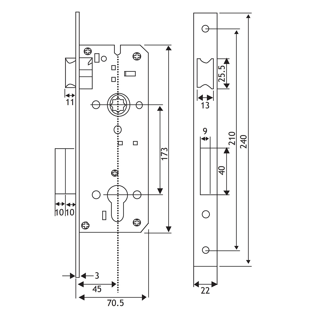 Dorfit 8545 Mortise Lock Body Door Hardware